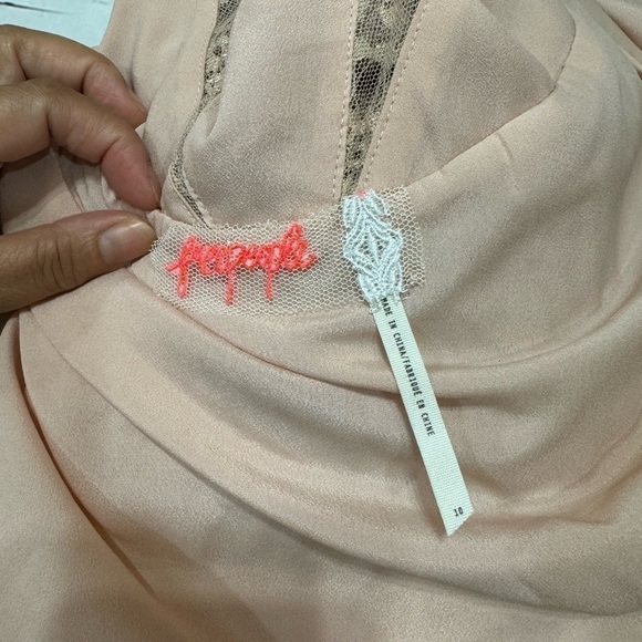 FREE PEOPLE “Dove Dress” Partial sheer Lace Drop waist tiered Skirt Size 12 nwt - Picture 13 of 16